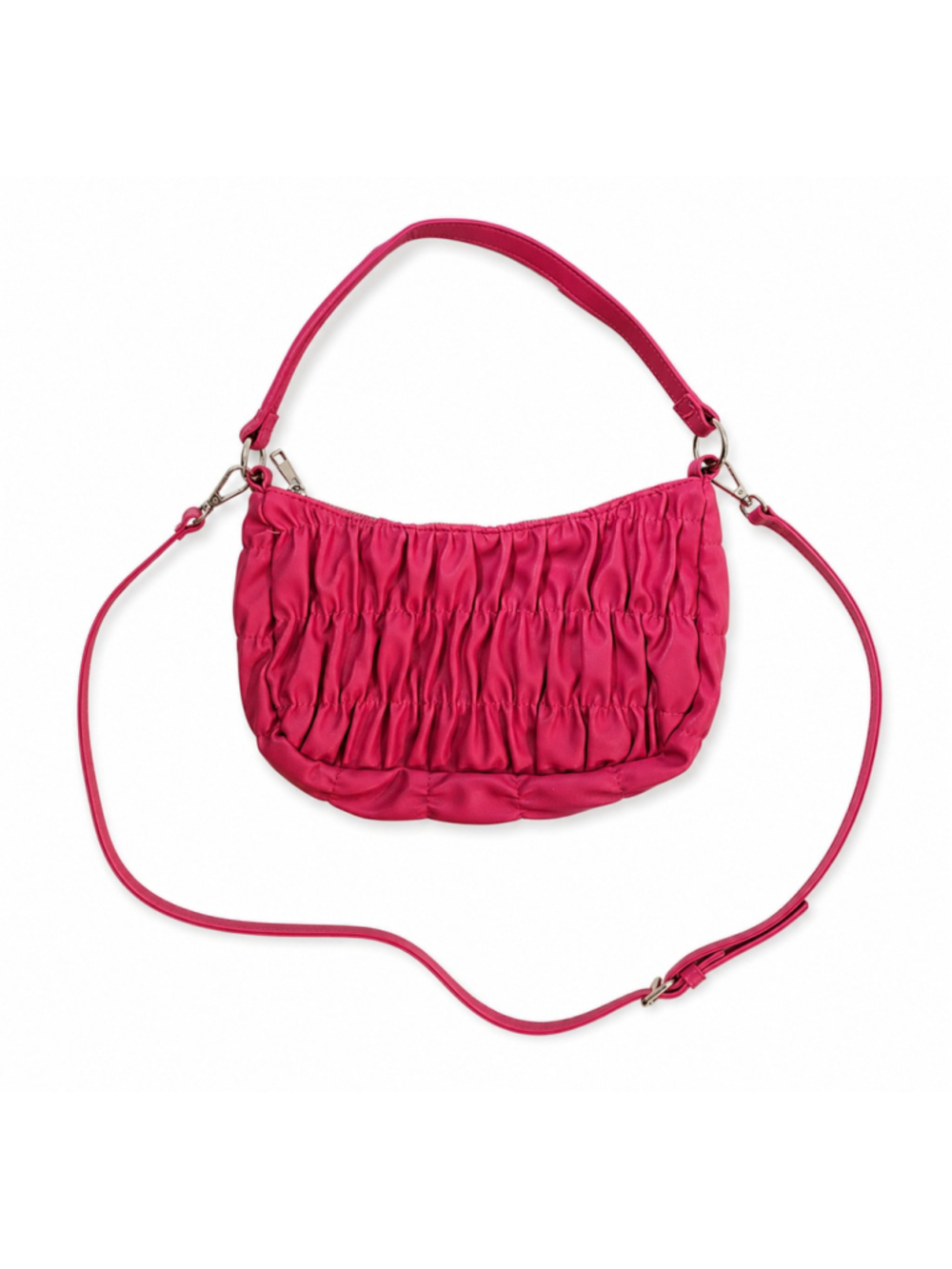 Vintage Y2K Hot Pink Ruched Purse Deadstock Convertible Shoulder Crossbody Bag